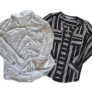 Womens Shirt Bundle Size Medium Loose Fit Flowy Black White Neutral Sheer Office